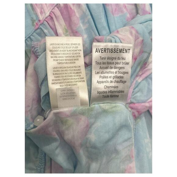 Eileen West Nightgown Womens Large Blue Pink Floral Chemise Lace Trim Ruffle Hem - Picture 7 of 13